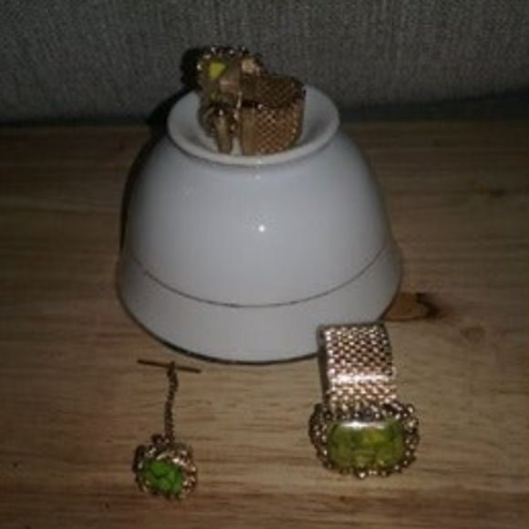 Unisex Jasper Gemstone Cufflinks and Tie Tack Accessory Set - Picture 3 of 3